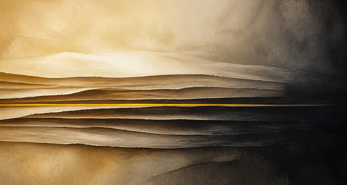 Abstract editorial illustration of stacked horizontal strata with a thin yellow seam