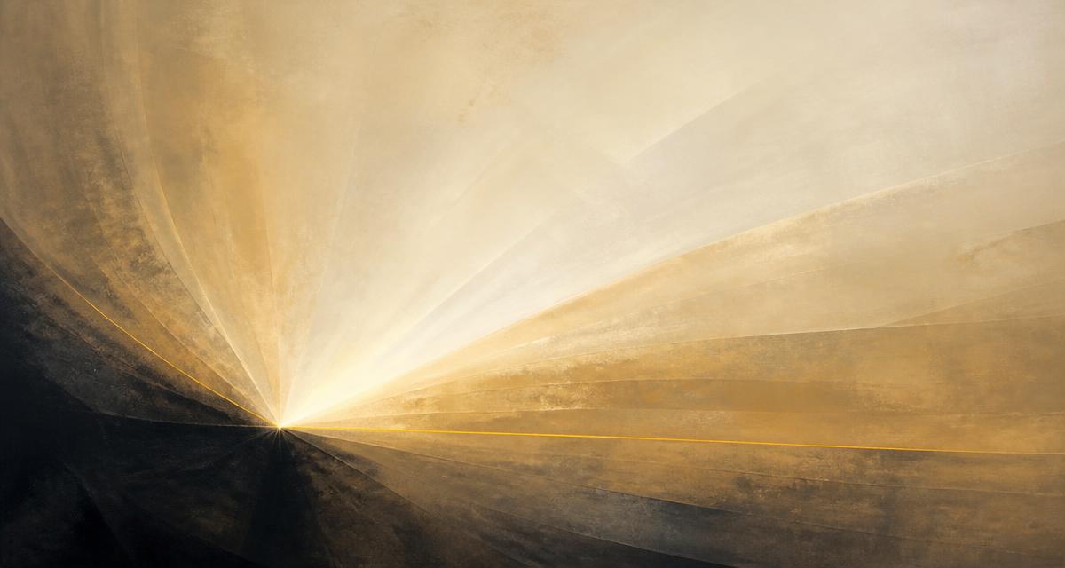 Abstract editorial illustration of a luminous scanning beam radiating across layered strata